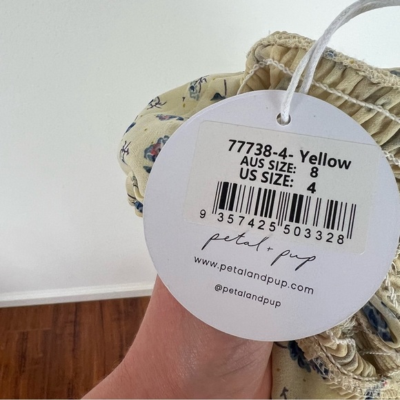 NWT PETAL & PUP LEIA Floral Yellow Smocked Midi Dress Size 4 - Picture 8 of 11